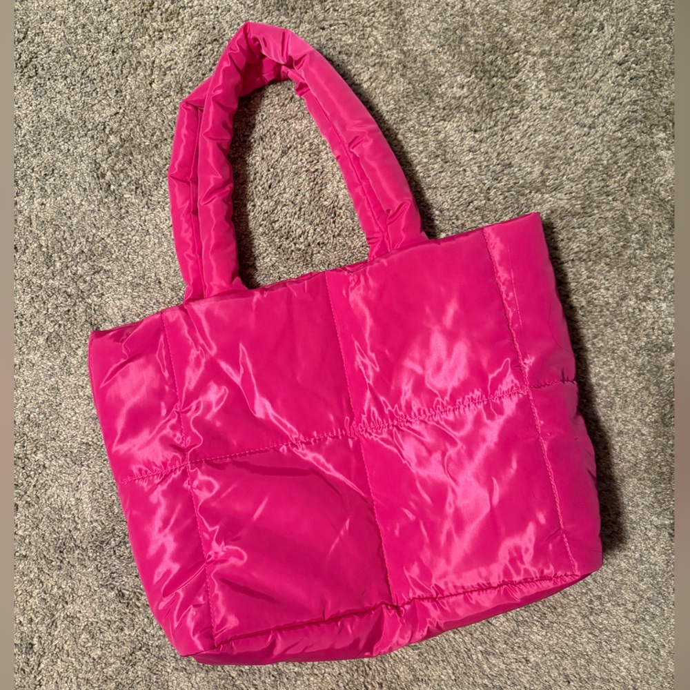 Ulta Beauty Pink Quilted Puffer Tote Bag